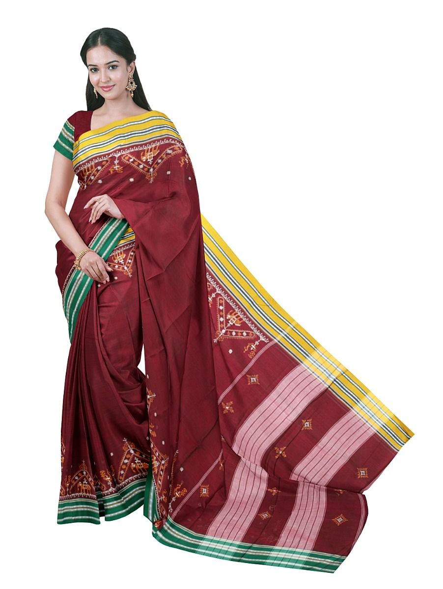 Gracecharm Banahatti Cotton Plain Contrast Border Saree