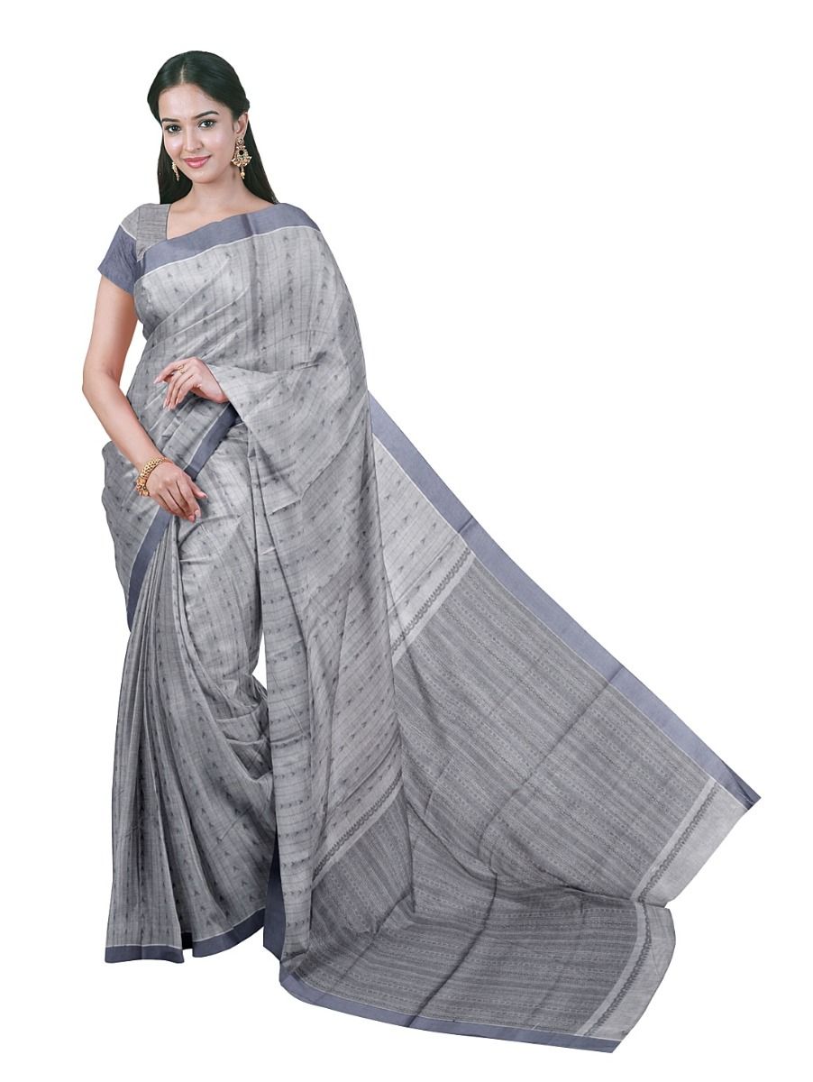 Kovai Cotton Stripe Arrowhead Butta Design with Border Saree