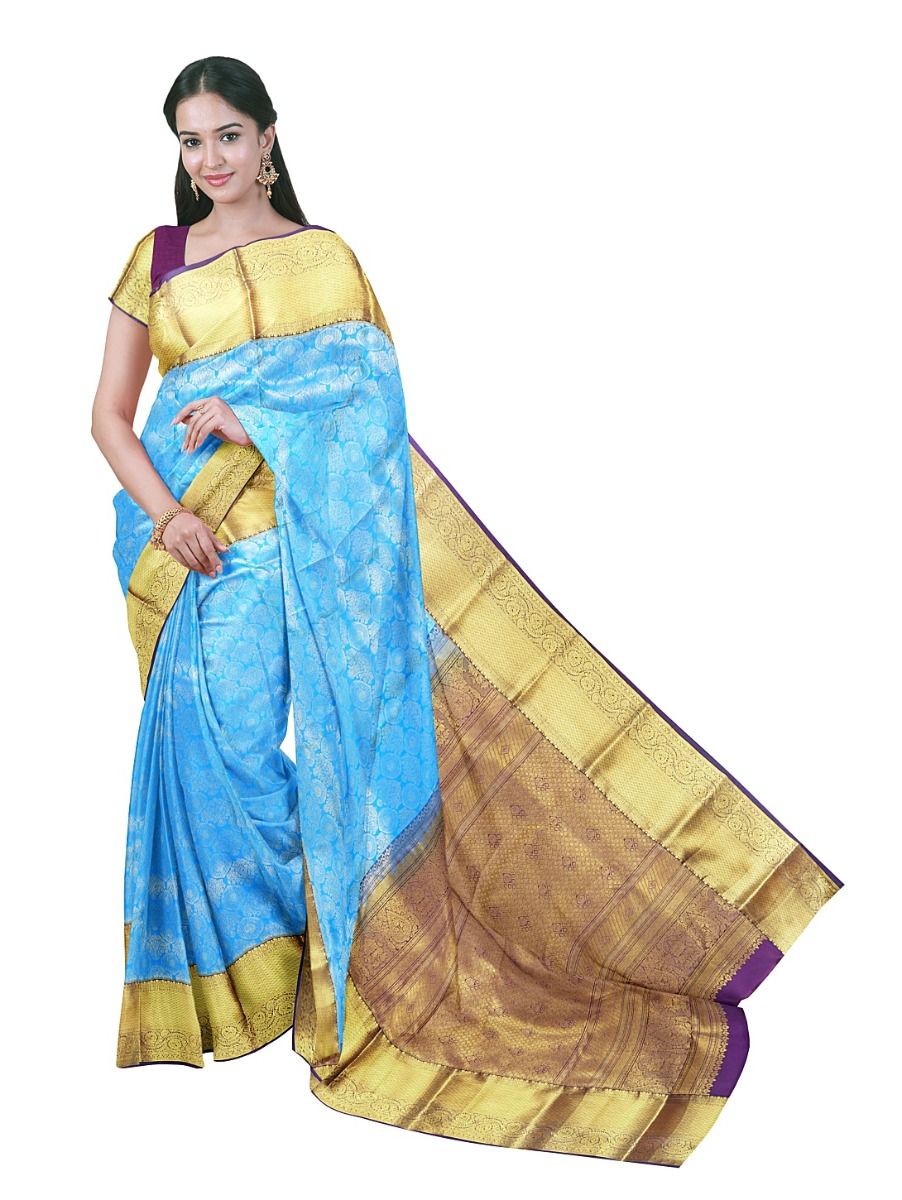 Gracecharm Silk Floral Medallion Jacquard with Diamond Butta Pallu Saree