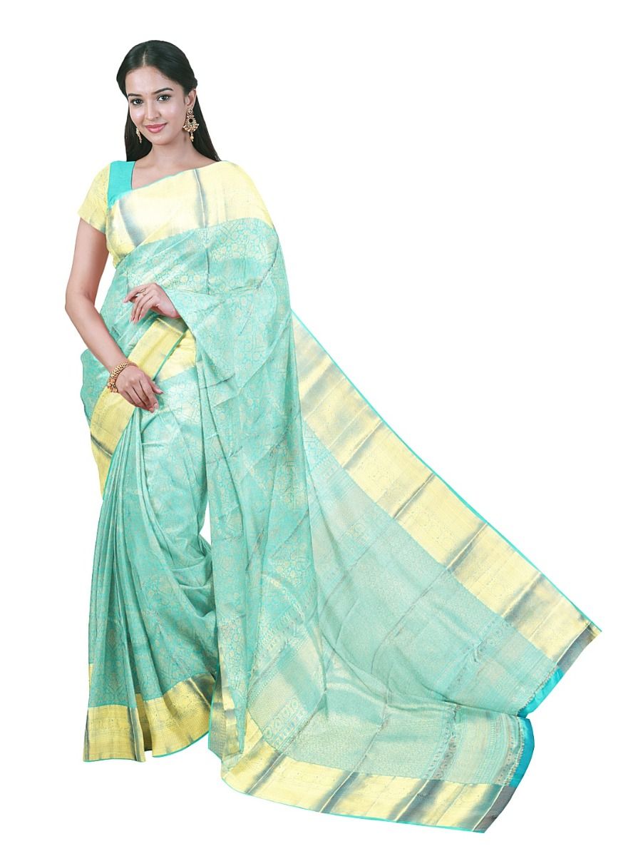 Gracecharm Silk Floral Diamond Jaal Jacquard with Geometric Jaal Zari Pallu Saree