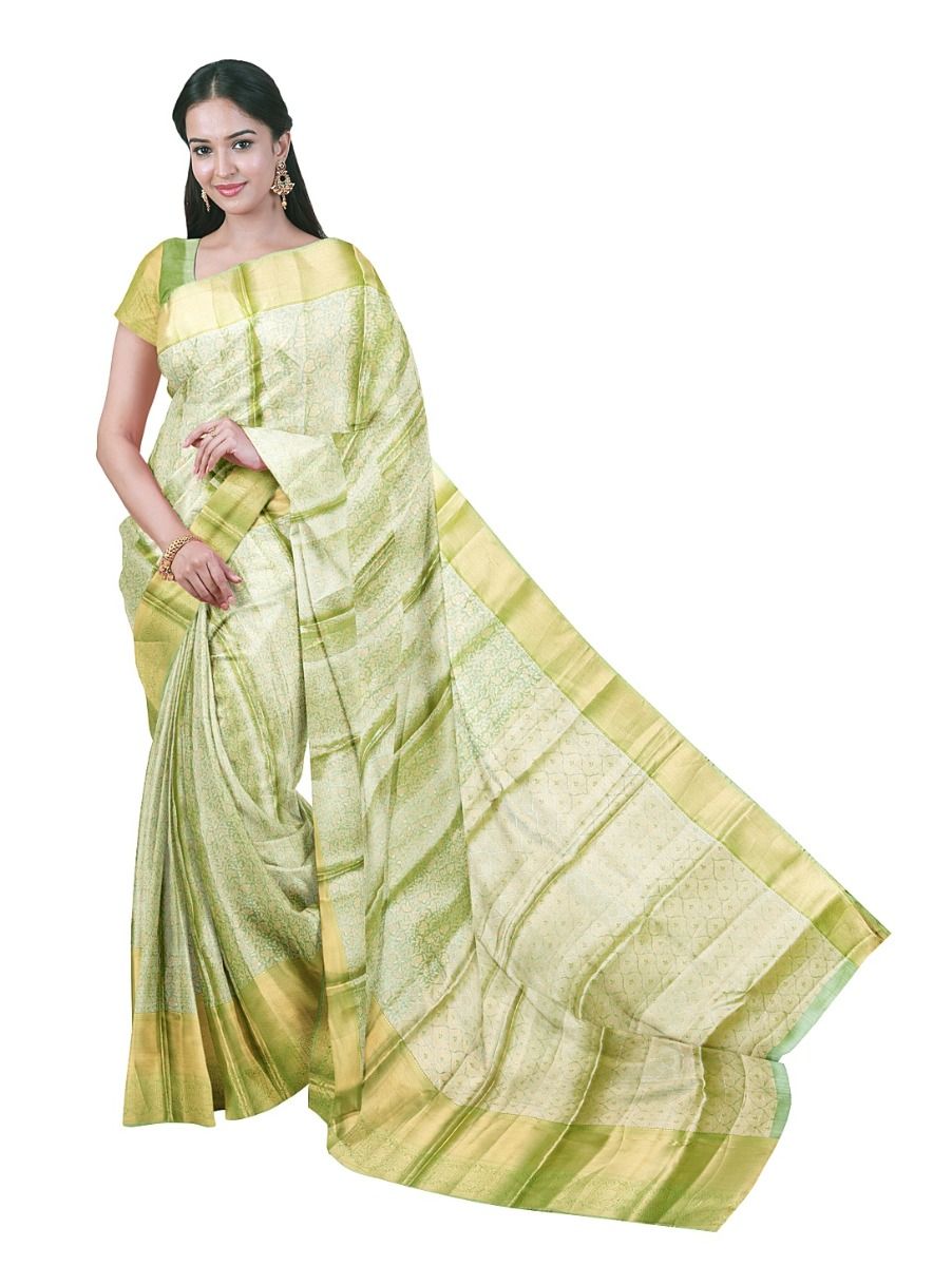 Gracecharm Tissue Soft Silk Floral Vine Jaal Ogee Lattice Pallu Saree