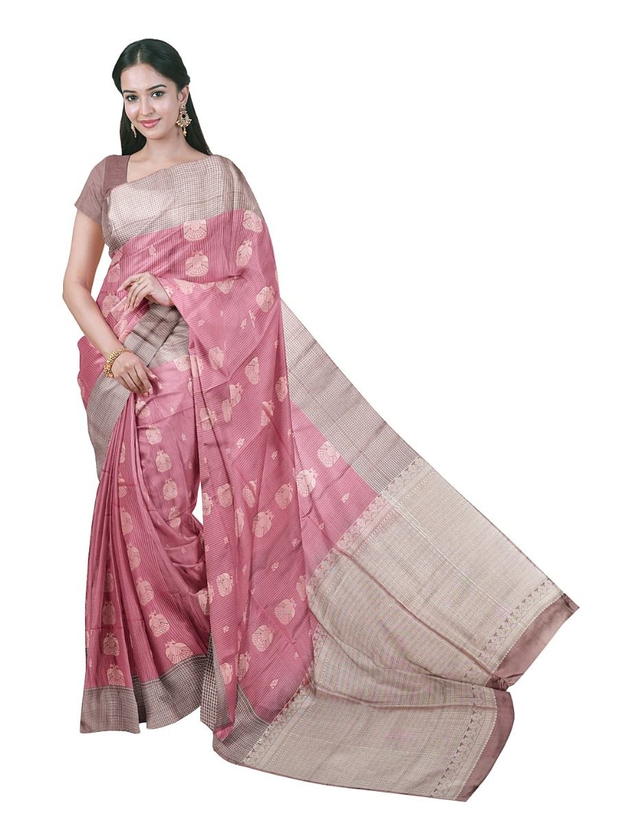 Gracecharm Art Soft Silk Gandaberunda Butta Basket Weave Pallu Saree
