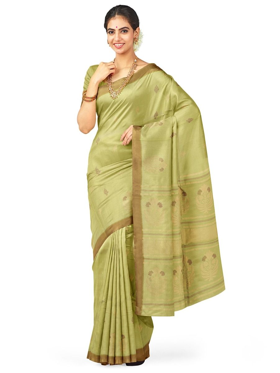 Kanmanie Silk Cotton Butta with 3 Inch Asthiri Border Saree