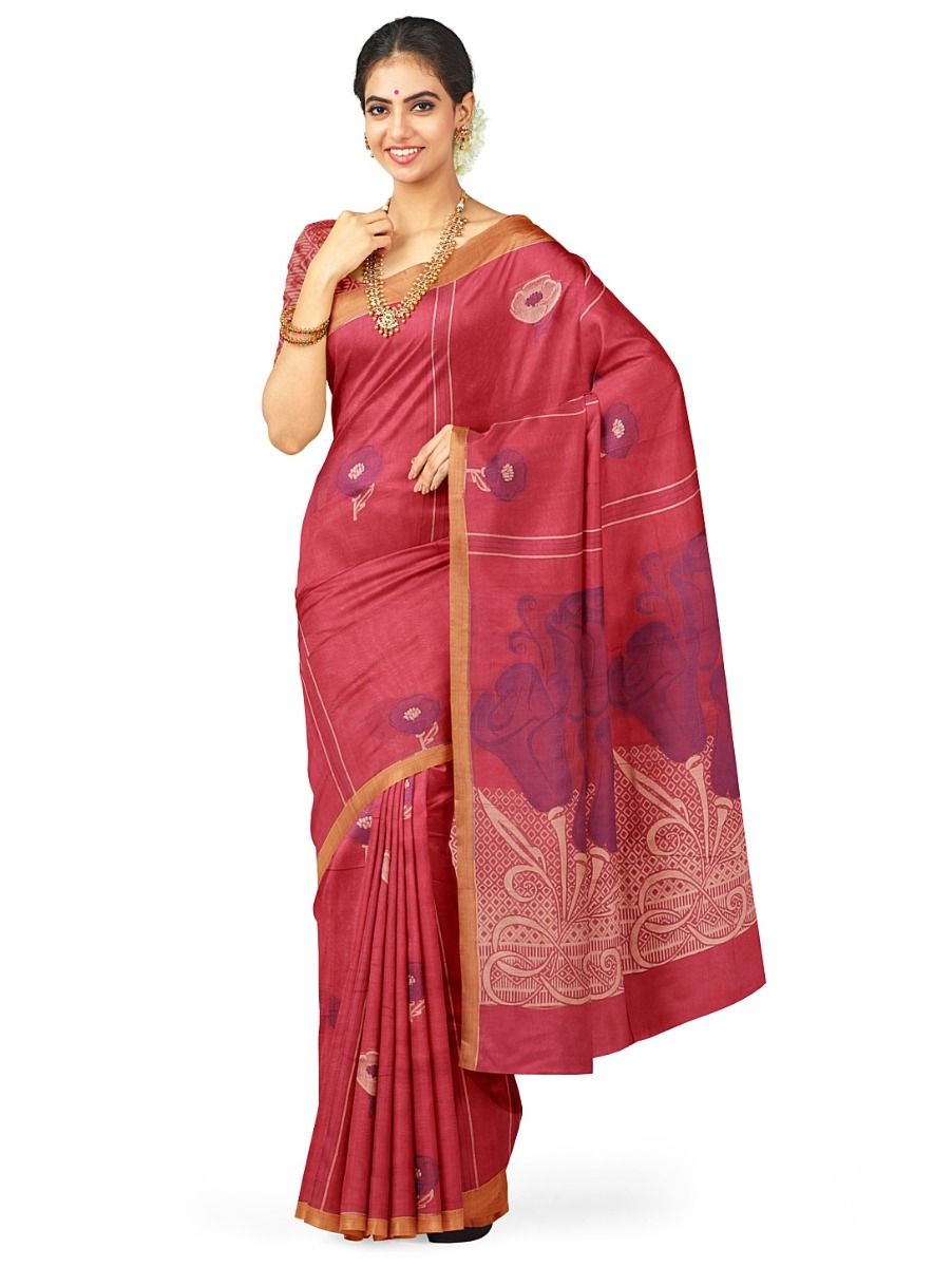 Kanmanie Cotton Floral Butta with 2 Inch Asthiri Border Saree
