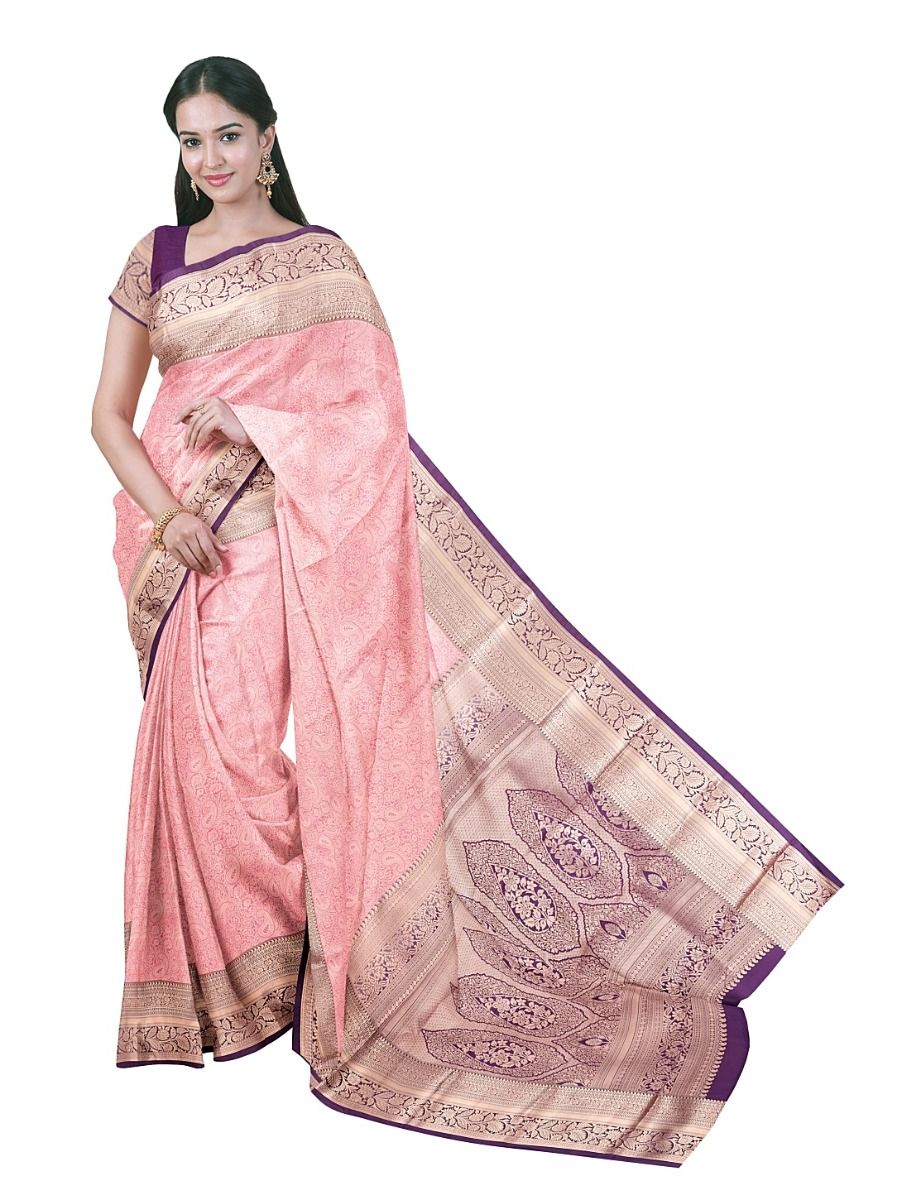 Gracecharm Gift Art Silk paisley stylized floral with Zari threads Pallu Saree