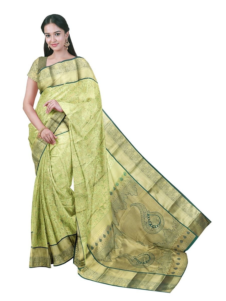 Gracecharm Gift Art Silk Floral Vine Jacquard with Paisley Pallu Saree