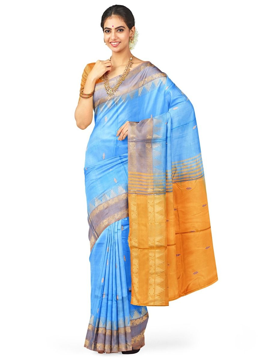 Kanmanie Vazhainaar Pattu Butta with Contrast Butta Pallu Saree