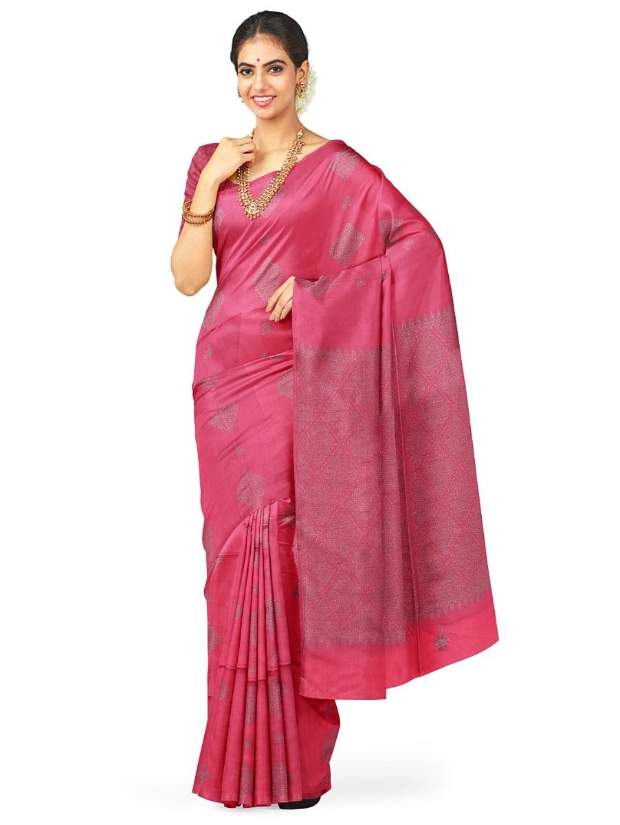 Kanmanie Softy Silk Diamond Butta with Diamond Pattern Pallu Saree