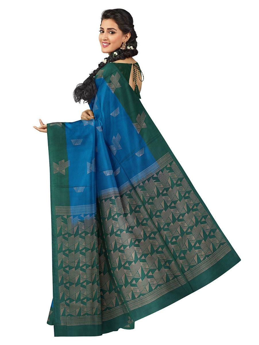 Kanmanie Softy Silk Geometric Butta with Geometric Pallu Saree