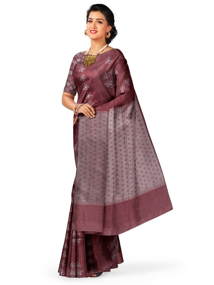 Kanmanie Softy Silk Floral Cluster Butta with Diamond Geometric Pallu Saree