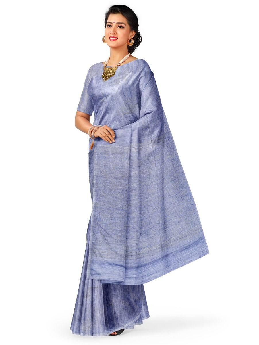 Kanmanie Softy Silk Periwinkle Blue Butta Design Saree