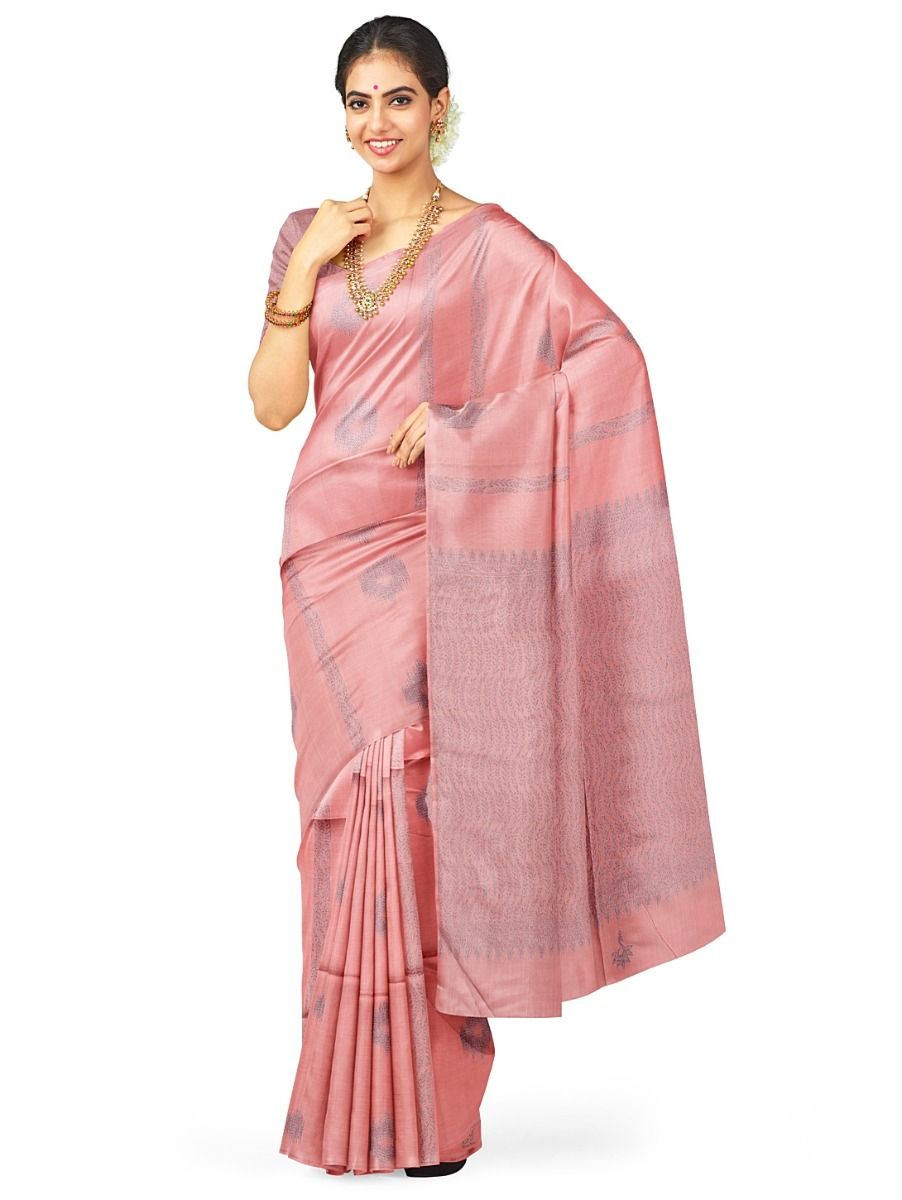 Kanmanie Softy Silk Diamond Butta with Leaf Pattern Pallu Saree