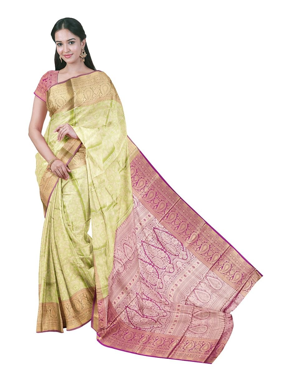 Gracecharm Gift Art Silk Floral Creeper Jaal with Paisley Border Saree