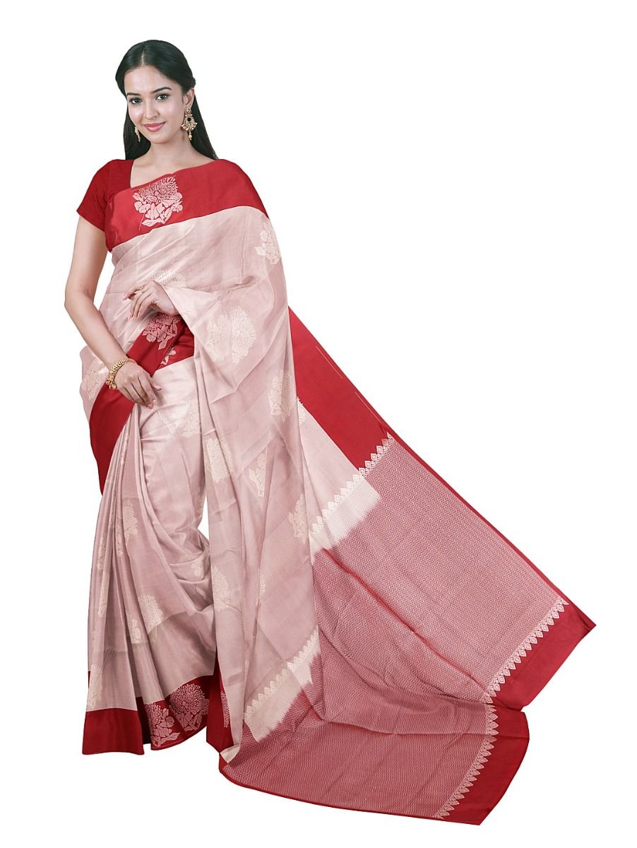 Gracecharm Art Soft Silk Floral Butta with Chevron Pallu Saree
