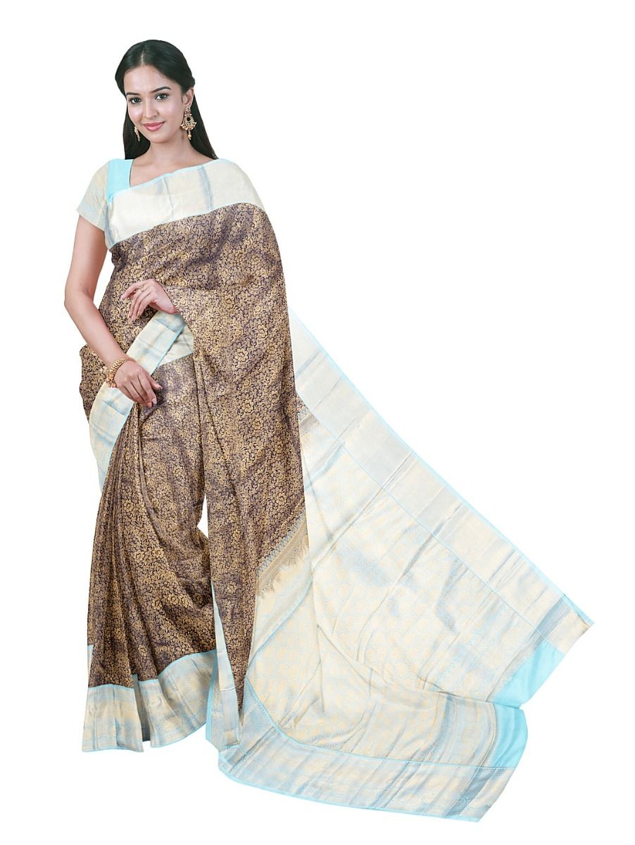 Gracecharm Gift Art Silk Floral Vine Jaal with Contrast Border Saree