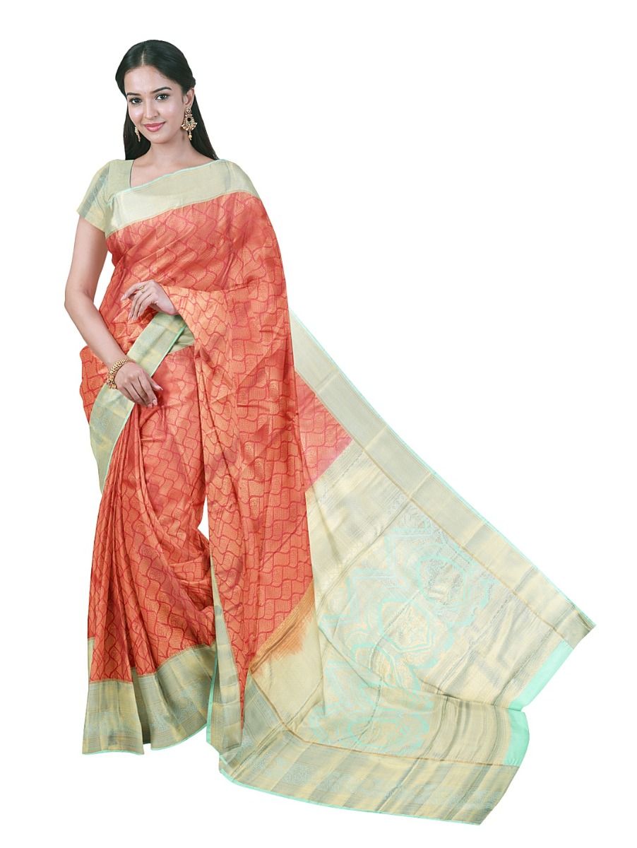 Gracecharm Gift Art Silk Curved Grid Lines Across Contrast Gold Zari Border Saree