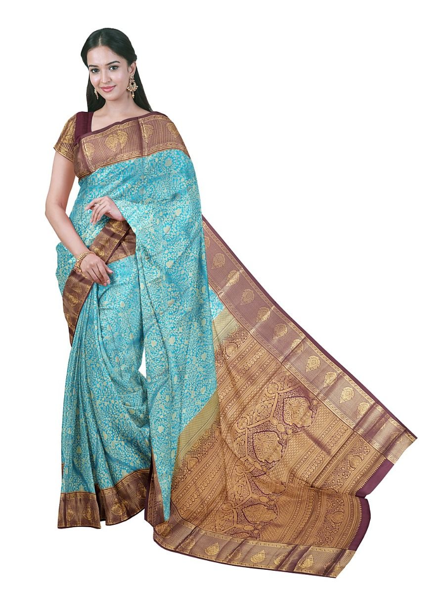 Gracecharm Gift Art Silk traditional golden zari floral vines paisley subtle Border Saree