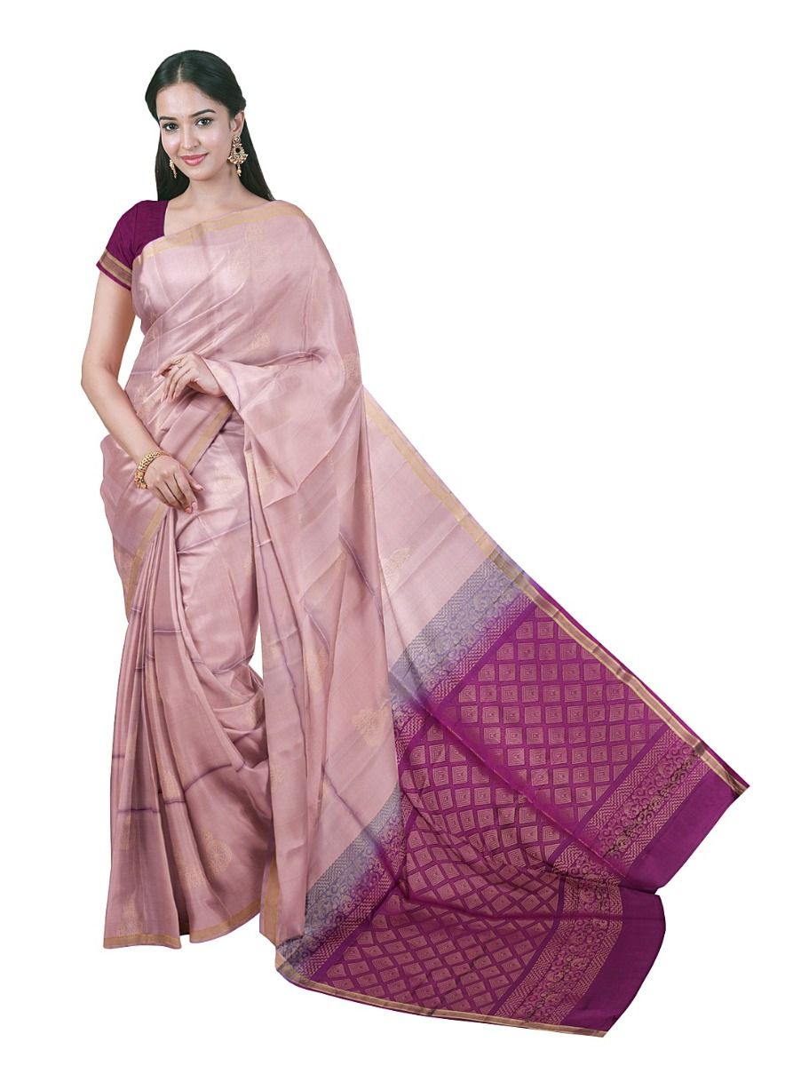 Gracecharm Elegant Pure Soft Silk Traditional Butta Design Borderless Saree
