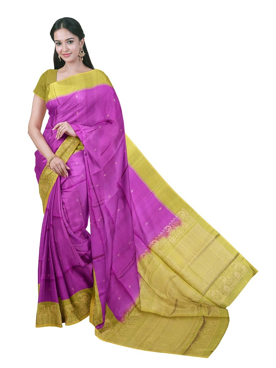Gracecharm Soft Silk Butta Design with Contrast Border Saree