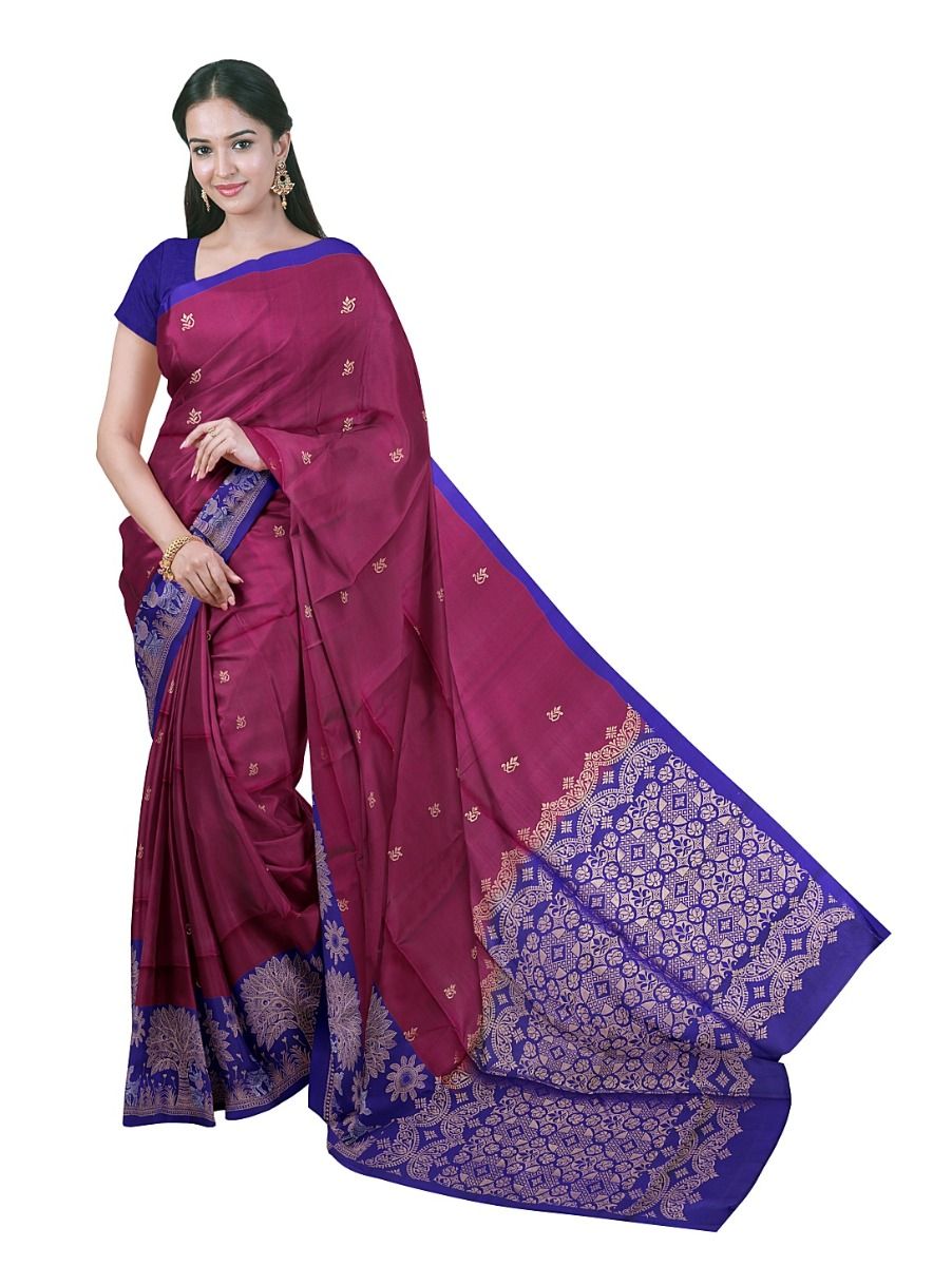 Gracecharm Soft Silk Butta with Floral Geometric Jaal Pallu Saree