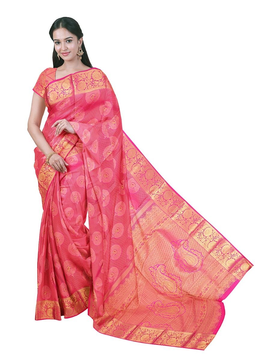Gracecharm Gift Art Silk large circular ButtaButti floral motifs silk thread wrapped Saree