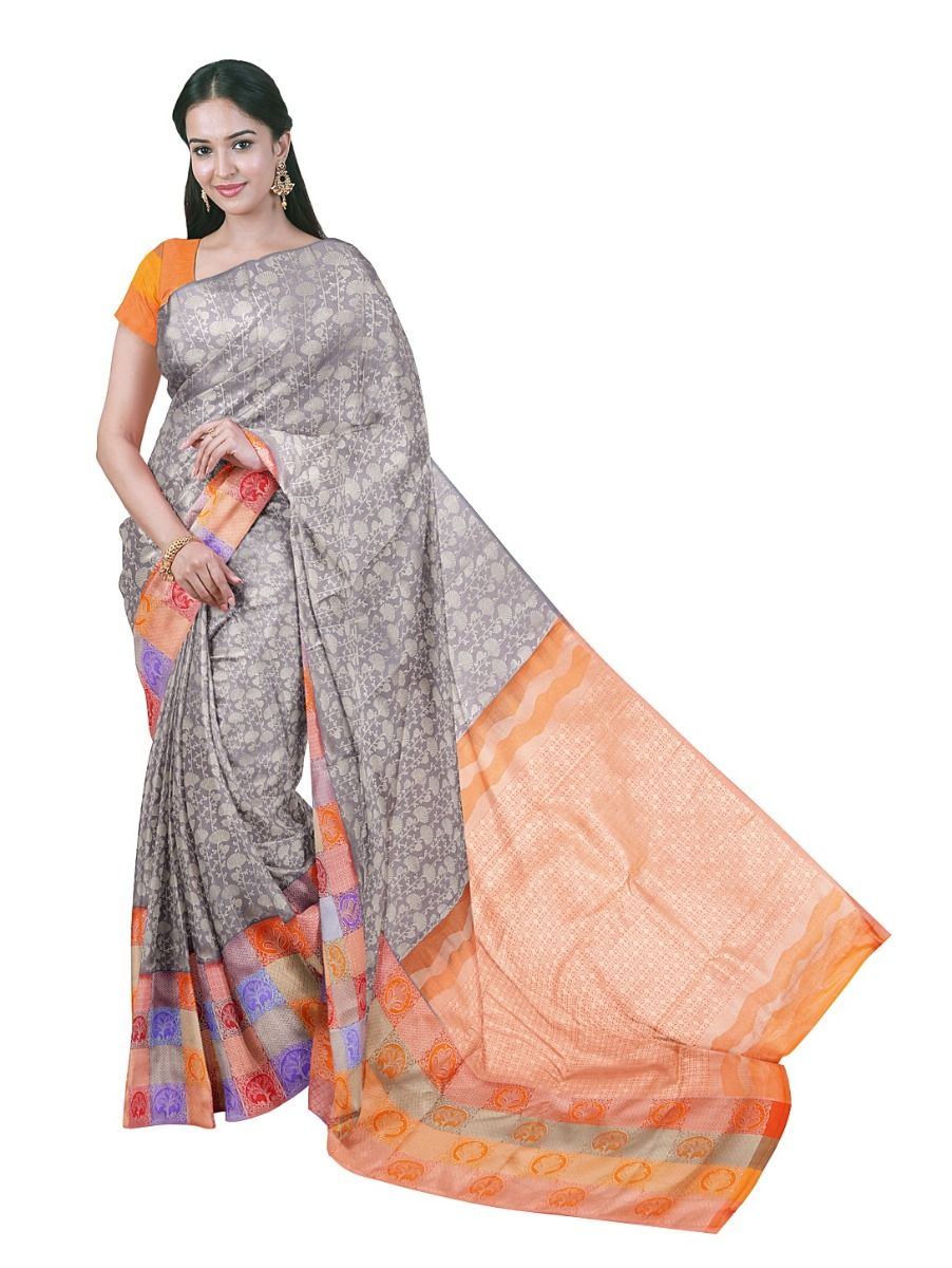 Gracecharm Gift Art Silk Metallic Threads Woven Natural Luster Metallic Thread Weaving Saree