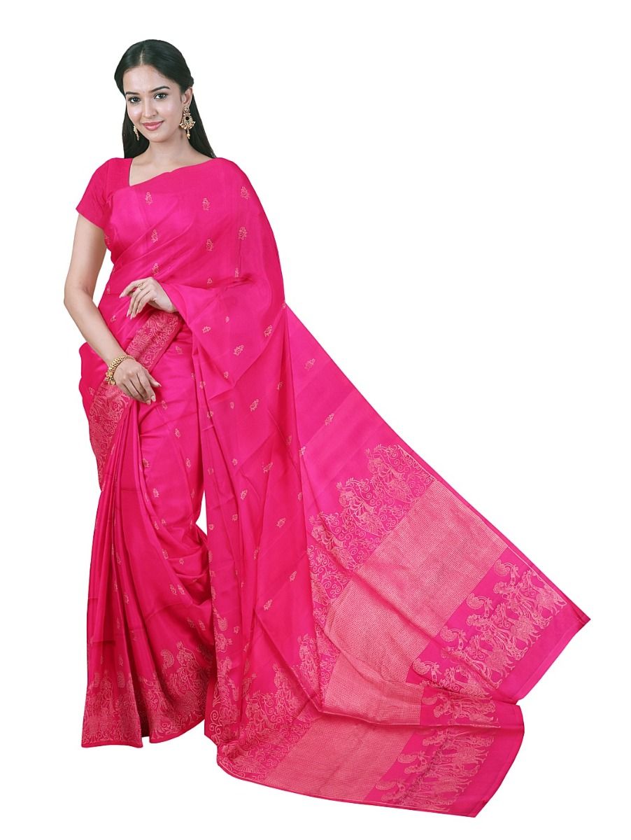 Gracecharm Elegant Pure Soft Silk Decorative Buttas Geometric Motifs Saree